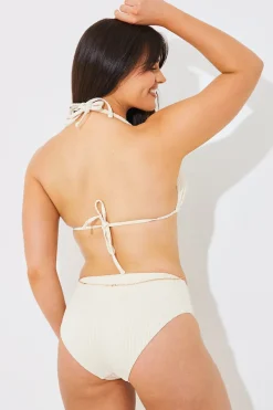 Rib Double Strap Detail Triangle Bikini Top|In the Style
