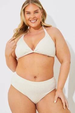 Rib Double Strap Detail Triangle Bikini Top|In the Style