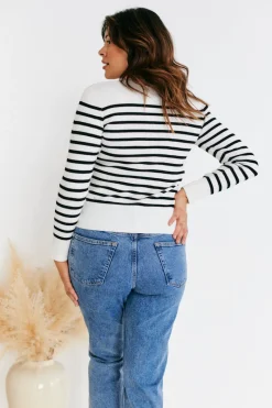 Rib Knit Button Up Stripe Cardigan|In The Style