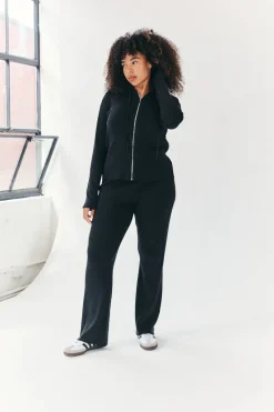 Rib Knit Co-Ord Flare Trouser|Fits Hot