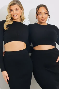 Rib Knit Crew Neck Co-Ord Top|In The Style Online