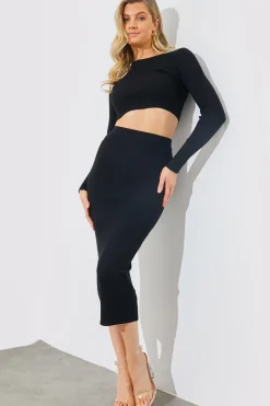 Rib Knit Crew Neck Co-Ord Top|In The Style Online