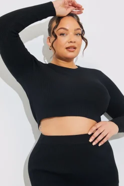 Rib Knit Crew Neck Co-Ord Top|In The Style Online