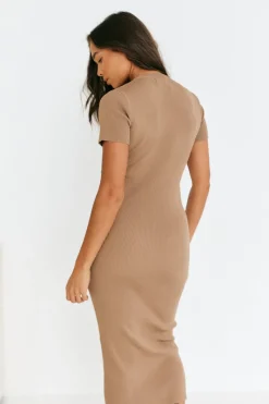 Rib Knit Crew Neck Midaxi Dress|In The Style Clearance