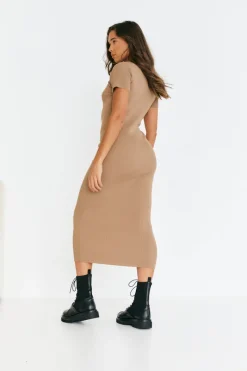 Rib Knit Crew Neck Midaxi Dress|In The Style Clearance