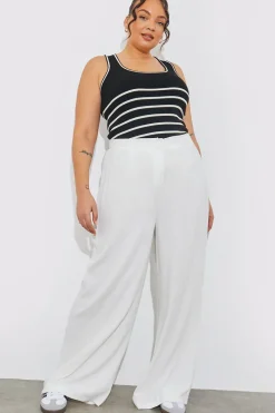 Rib Knit Scoop Neck Stripe Top|In The Style Sale