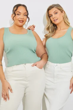 Rib Knit Scoop Neck Top|In The Style Best