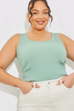 Rib Knit Scoop Neck Top|In The Style Best
