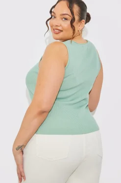 Rib Knit Scoop Neck Top|In The Style Best