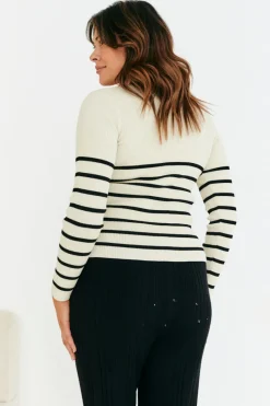 Rib Knit Stripe Scoop Neck Long Sleeve Top|In The Style Discount
