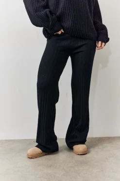 Rib Knit Wide Leg Co Ord Trouser|In The Style Discount