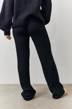 Rib Knit Wide Leg Co Ord Trouser|In The Style Discount