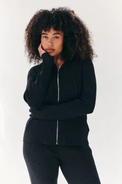 Rib Knit Zip Up Co-Ord Hoodie|Fits New