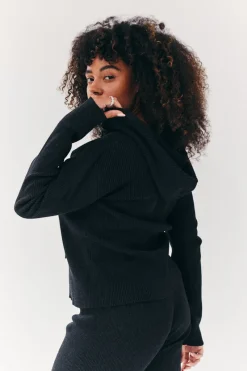 Rib Knit Zip Up Co-Ord Hoodie|Fits New