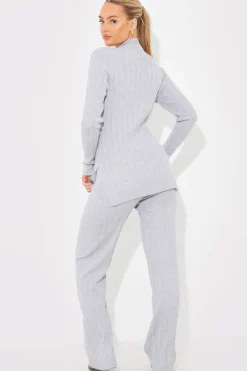 Rib Knitted Co Ord Trouser|In The Style Hot