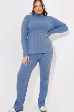 Rib Knitted Co Ord Trouser|In The Style Hot