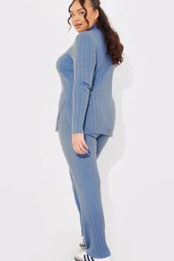 Rib Knitted Co Ord Trouser|In The Style Hot