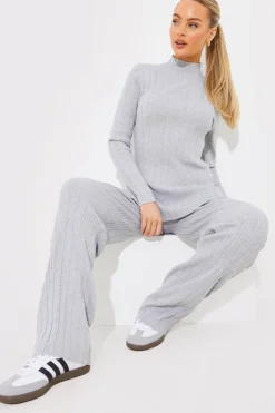 Rib Knitted Co Ord Trouser|In The Style Hot