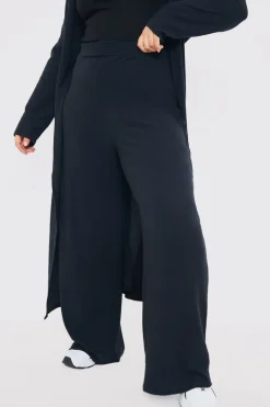 Rib Wide Leg Trousers|In the Style Best