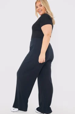 Rib Wide Leg Trousers|In the Style Best