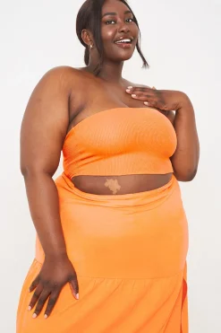 Ribbed Bandeau Crop Top|In the Style Discount