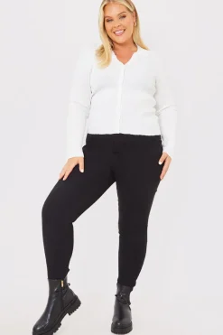 Ribbed CollaFitted Cardigan|In The Style Outlet