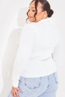 Ribbed CollaFitted Cardigan|In The Style Outlet