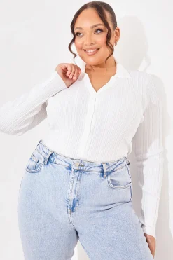 Ribbed CollaFitted Cardigan|In The Style Outlet