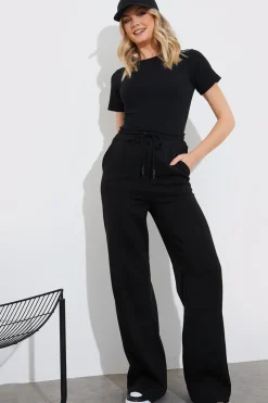 Ribbed Crew Neck Short Sleeve Bodysuit|Fits Hot