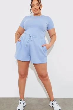 Ribbed Crew Neck Short Sleeve Bodysuit|Fits Hot