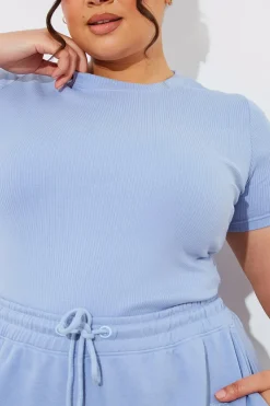 Ribbed Crew Neck Short Sleeve Bodysuit|Fits Hot