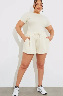 Ribbed Crew Neck Short Sleeve Bodysuit|Fits Hot