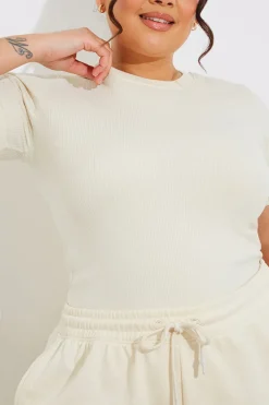 Ribbed Crew Neck Short Sleeve Bodysuit|Fits Hot