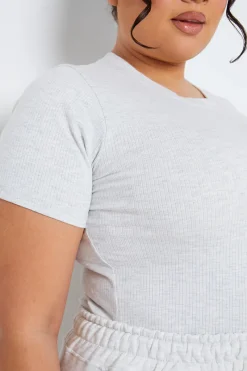 Ribbed Crew Neck Short Sleeve Bodysuit|Fits Hot