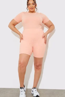 Ribbed Crew Neck Short Sleeve Bodysuit|Fits Hot