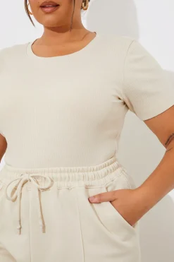Ribbed Crew Neck Short Sleeve Bodysuit|Fits Hot