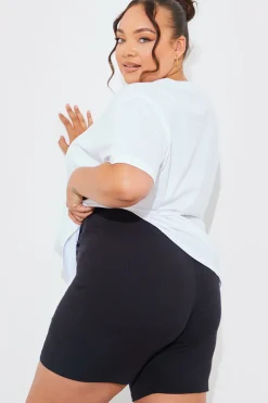 Ribbed High Waisted Cycling Shorts|In The Style Outlet