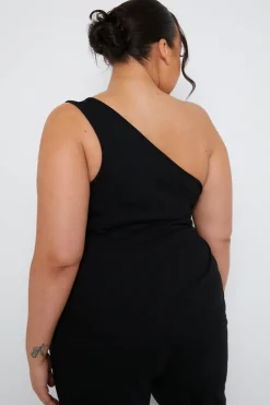 Ribbed One Shoulder Vest|In The Style Outlet