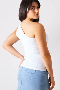 Ribbed One Shoulder Vest|In The Style Outlet