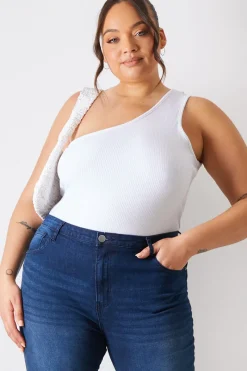 Ribbed One Shoulder Vest|In The Style Outlet