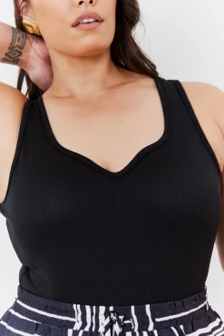Ribbed Sweetheart Neckline Bodysuit|In The Style Outlet