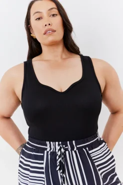 Ribbed Sweetheart Neckline Bodysuit|In The Style Outlet