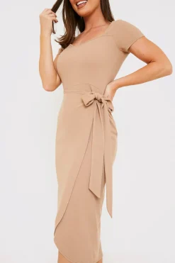 Ribbed Sweetheart Wrap Midi Dress|In the Style Hot