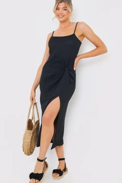 Ribbed Twist Detail Midi Dress|In the Style