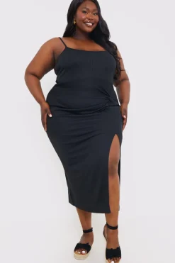 Ribbed Twist Detail Midi Dress|In the Style