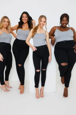 Ripped Knee Wash Stretch Skinny Jeans|In the Style Discount