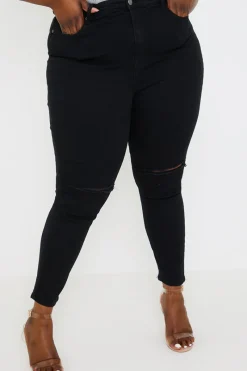 Ripped Knee Wash Stretch Skinny Jeans|In the Style Discount