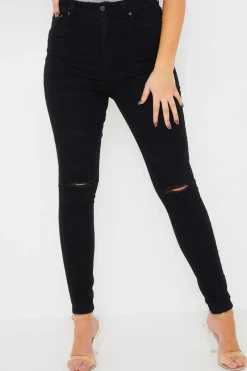 Ripped Knee Wash Stretch Skinny Jeans|In the Style Discount