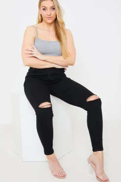 Ripped Knee Wash Stretch Skinny Jeans|In the Style Discount
