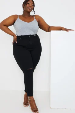 Ripped Knee Wash Stretch Skinny Jeans|In the Style Discount
